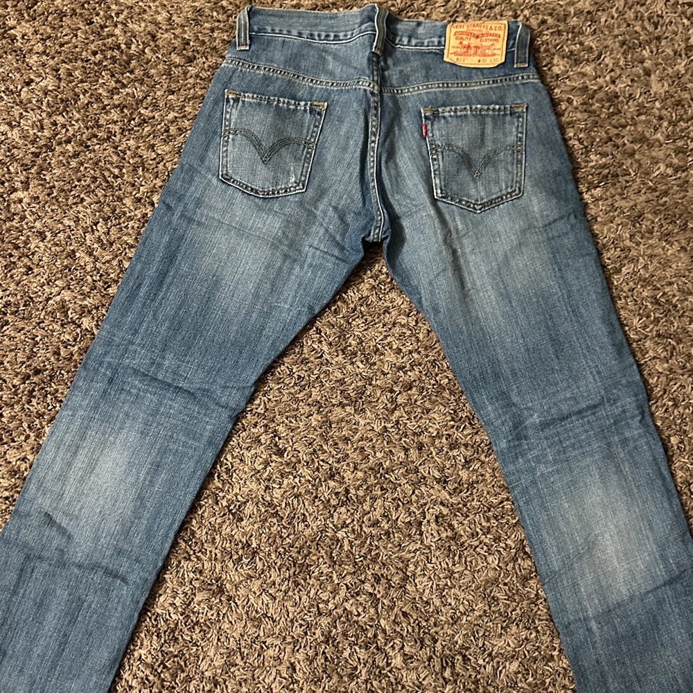 Levis 511 skinny fit Blue Jeans Mens 31x30 Distressed.
